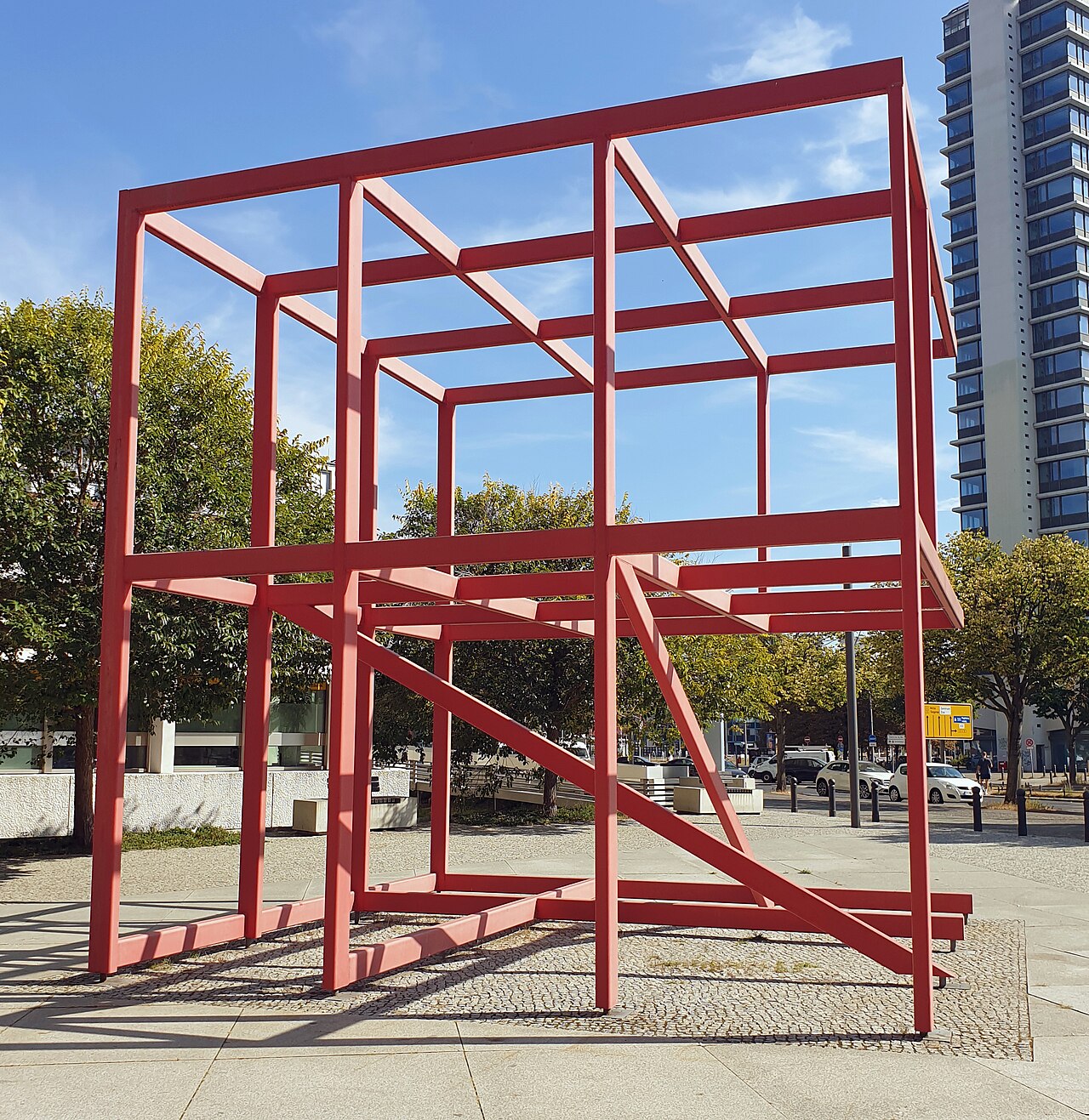 Sculpture, " 2 Free Space " by Dirk Bell , 2016, Otto-Suhr-Allee 6-16, Berlin-Charlottenburg , Germany