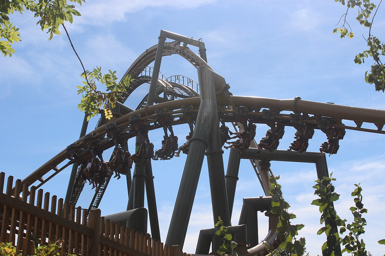 The Vekoma roller coaster Hals-über-Kopf in the German theme park Erlebnispark Tripsdrill