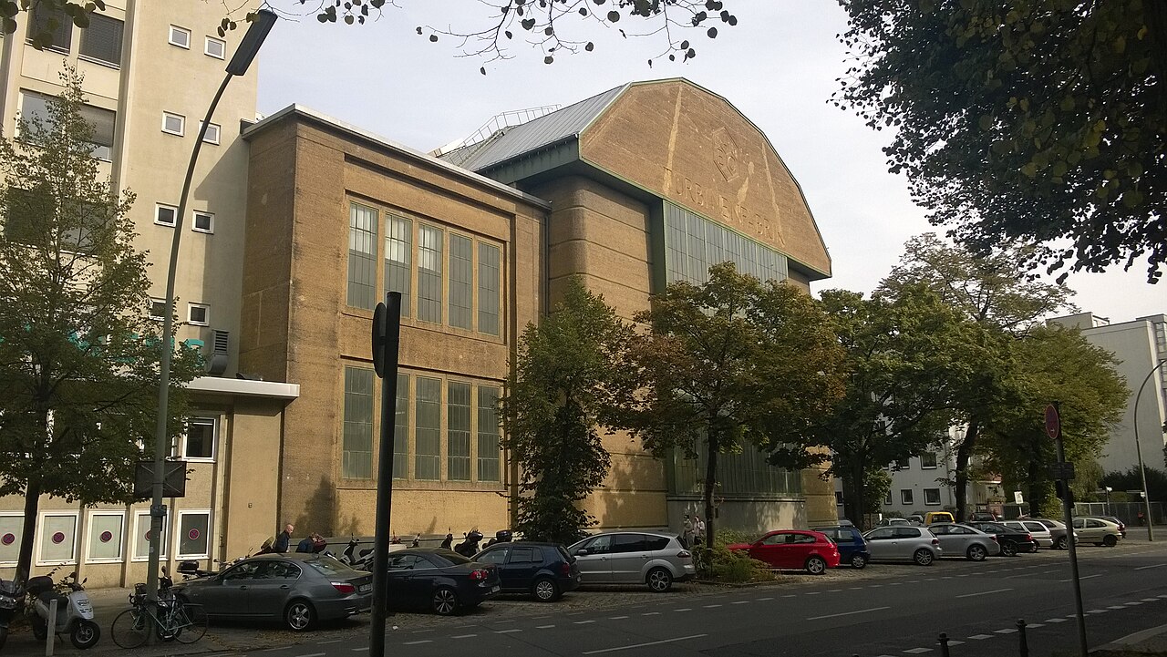 Front view of the historic AEG Turbinenhalle, Berlin