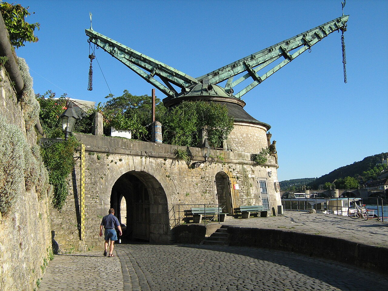 The Old Crane and the river Main in Würzburg, Bevaria