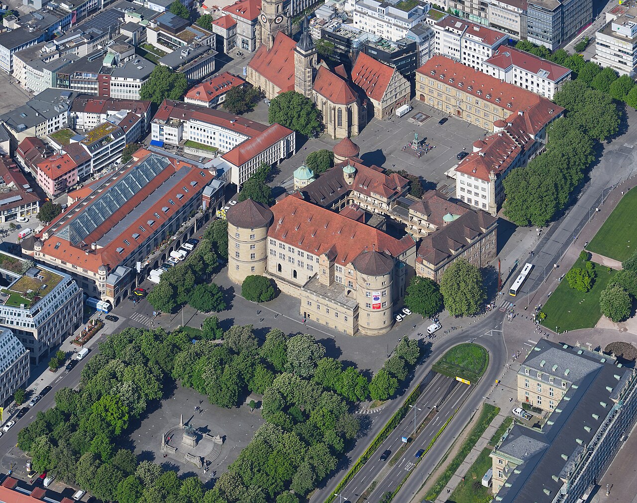 Aerial image of the Old Castle Stuttgart (view from the east)