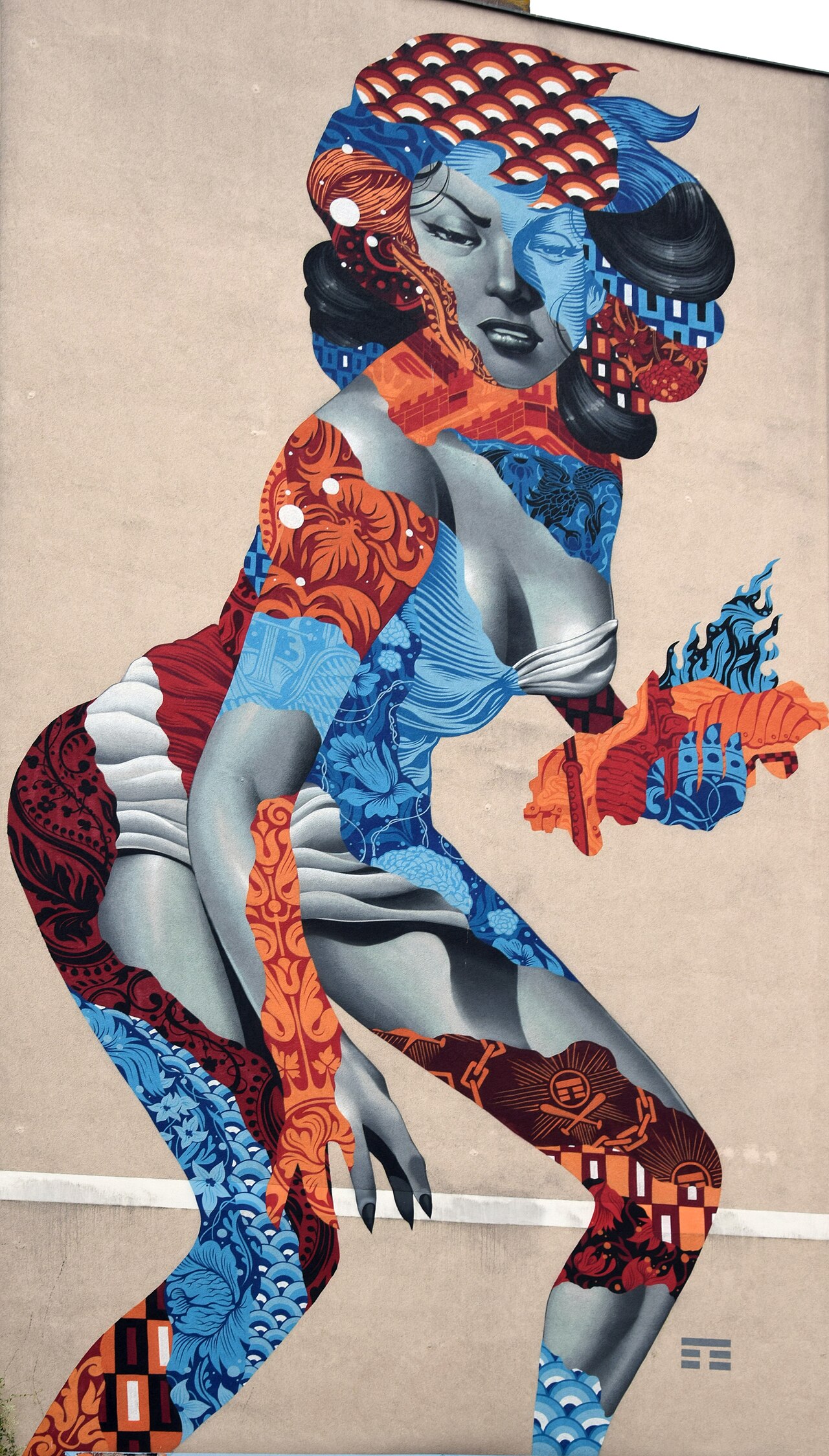 Mural "Attack of the 50 Foot Socialite" by Tristan Eaton in Berlin-Prenzlauer Berg in Am Friedrichshain 33