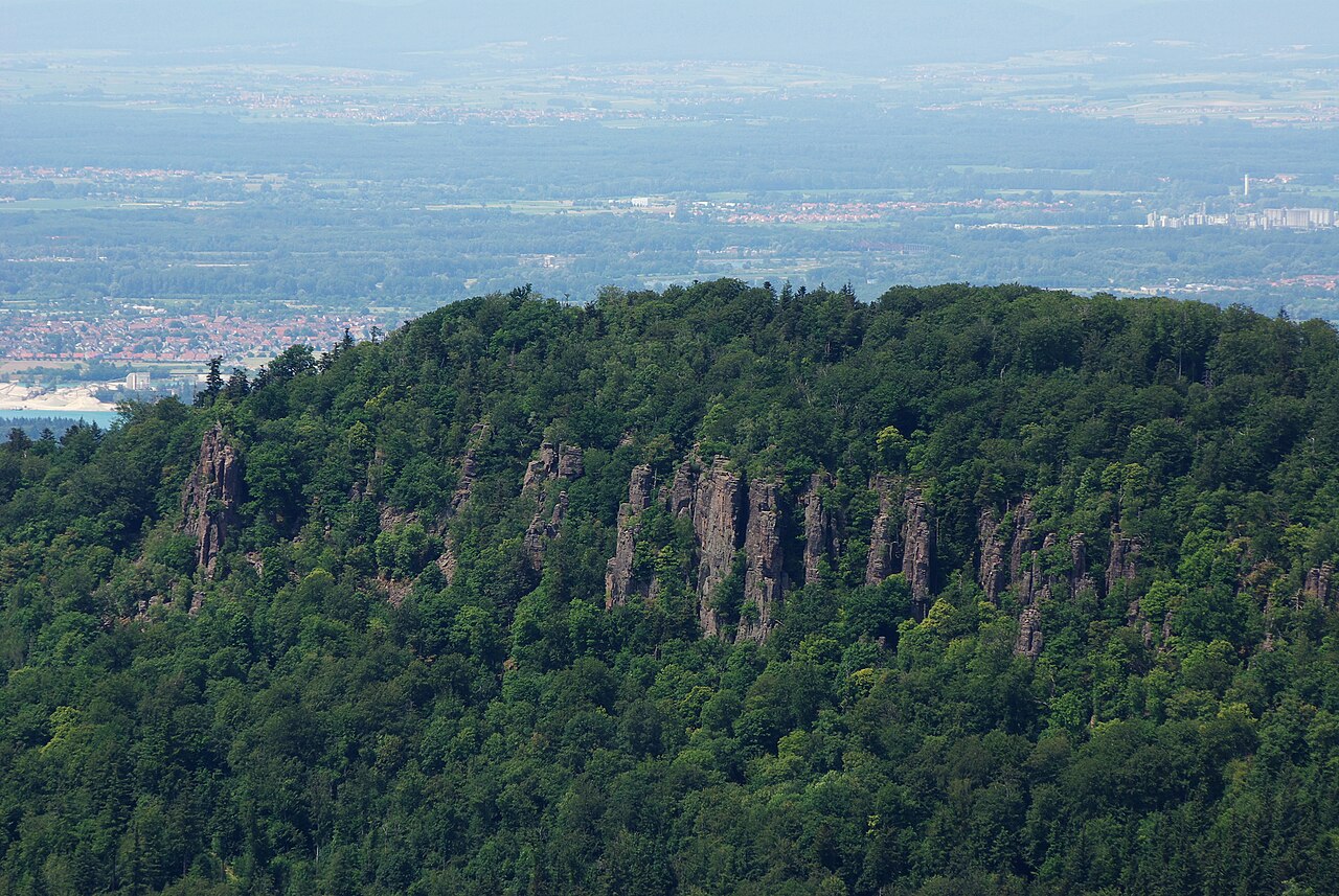 Battertfelsen, a rock formation near Baden-Baden, as seen from mount Merkur