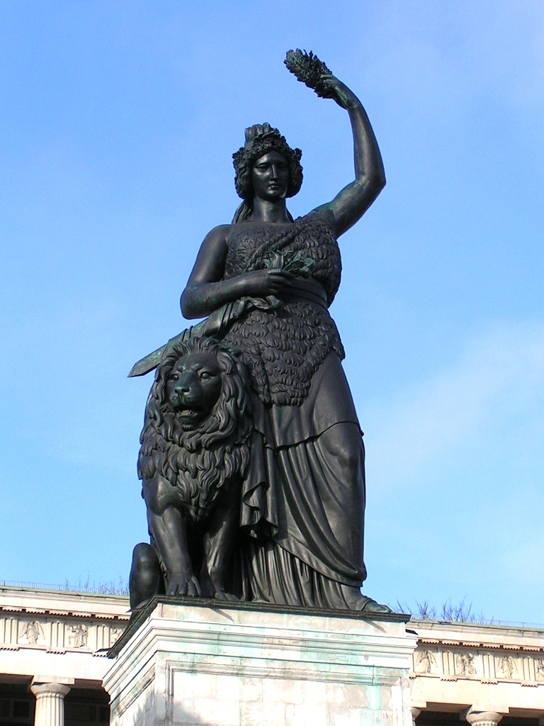 The famous "Bavaria" statue in the Theresienwiese, Munich, Germany