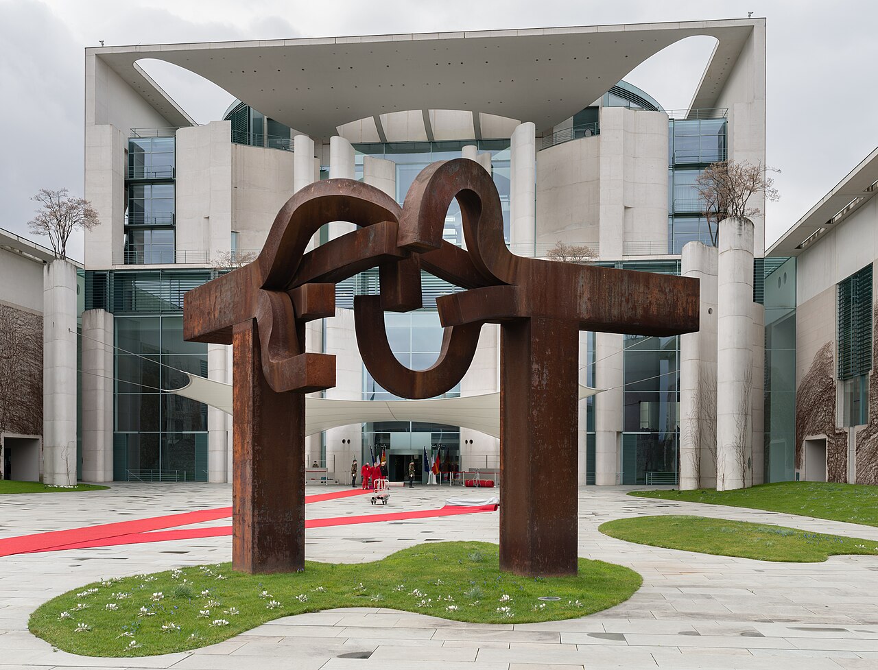 Federal Chancellery, Berlin, Germany with sculpture "Berlin" by Eduardo Chillida