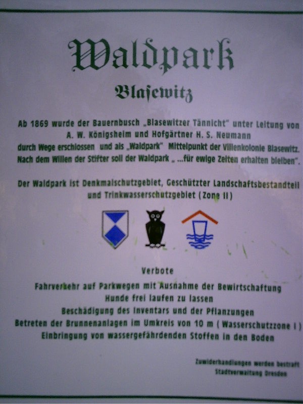 info board in Waldpark Blasewitz