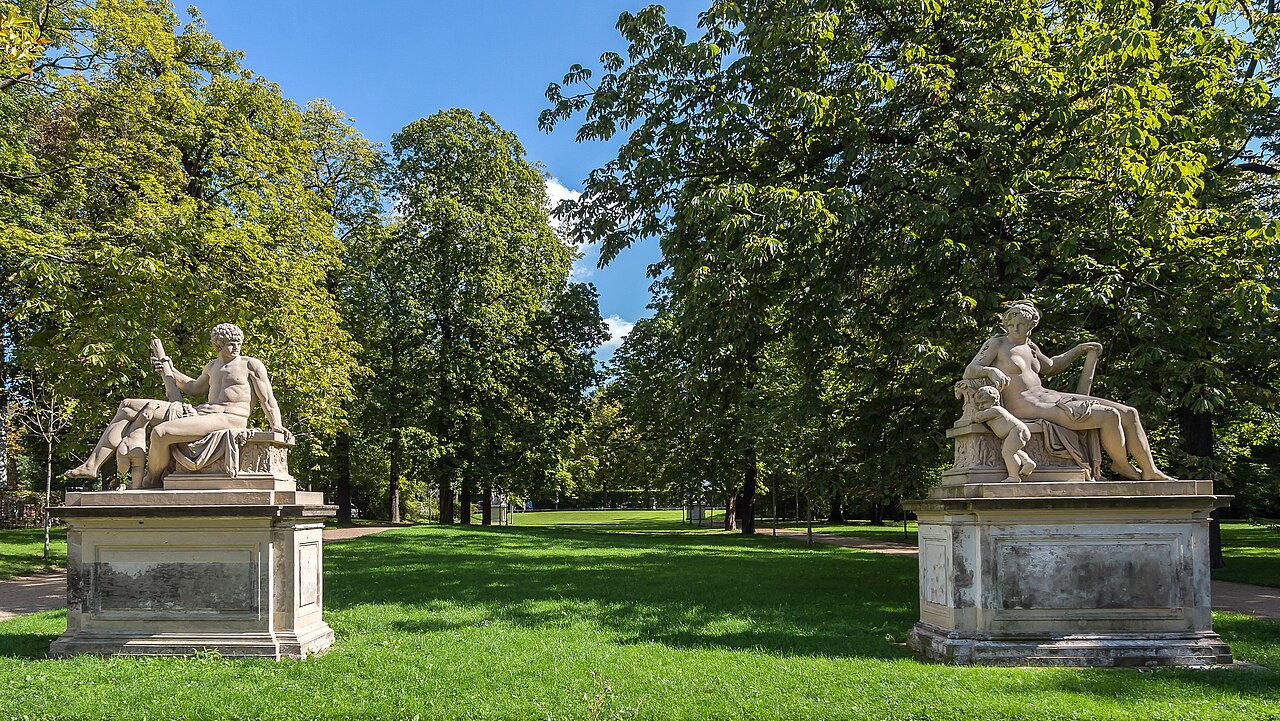 Dresden Blüherpark Skulptur Herakles und Megara , Thaddäus Ignatius Wiskotschill, um 1780,