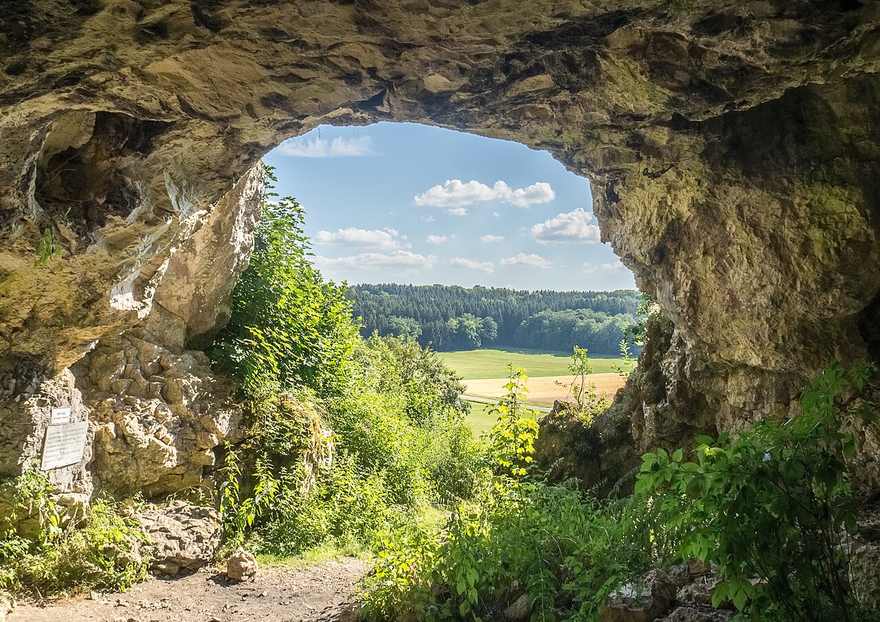 View from the interior of the Bockstein cave into the Lonetal valley