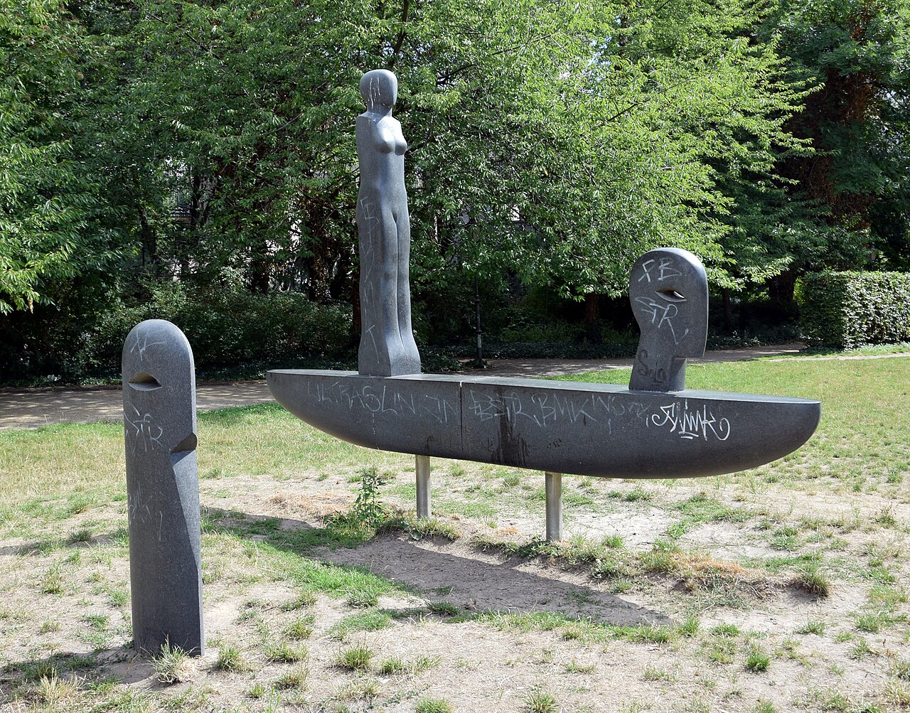 Sculpture "Boat" by Lutz Kommallein at the Insel der Jugend in Berlin, Germany