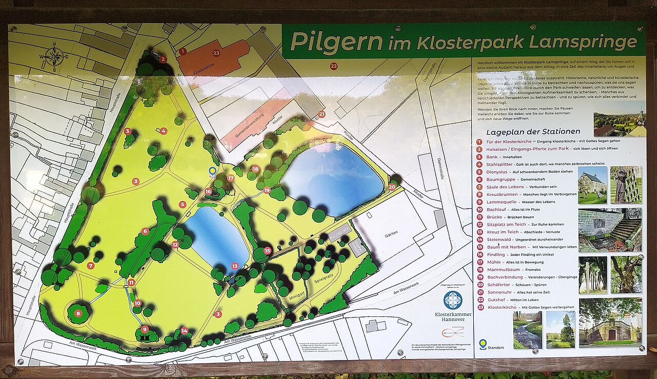 Infotafel Pilgern im Klosterpark Lamspringe