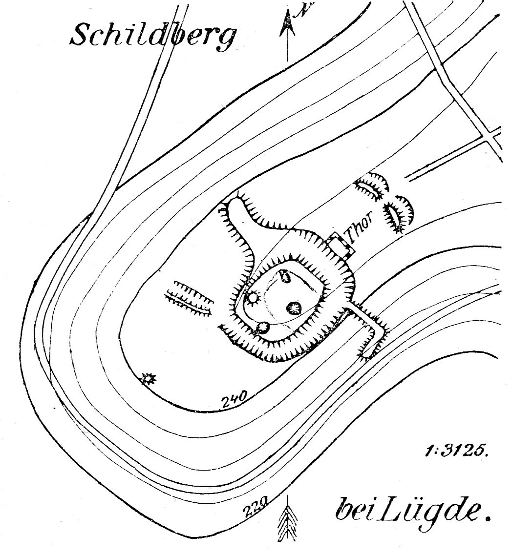 Die Burg auf dem Schildberg bei Lügde (Lageplan nach Carl Schuchhardt 1859-1943)