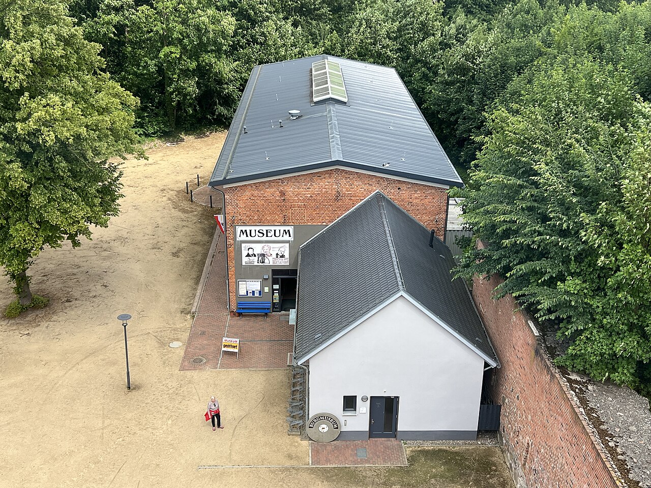View from the keep of Plau Castle towards the castle museum in Plau am See, Mecklenburg-Western Pomerania, Germany