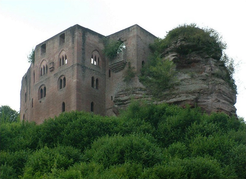 View from the East of the ruins of Castle Frankenstein in Pfalz, Germany