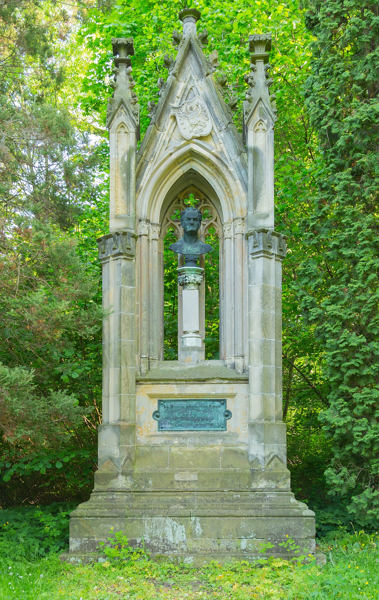 Carl Ritter Memorial at the Brühl, a park in Quedlinburg , Landkreis Harz , Saxony-Anhalt , Germany