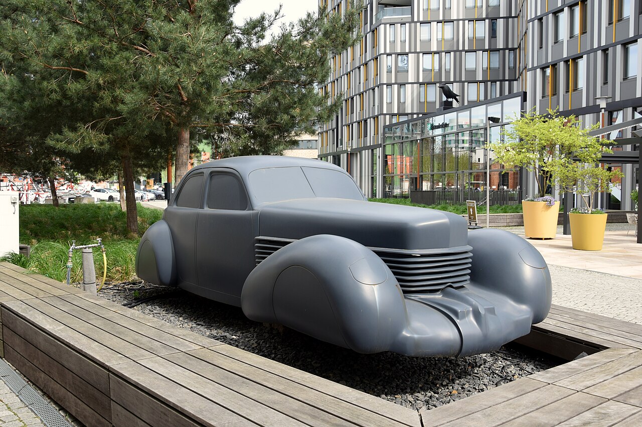 Sculpture of a car (Cord 810/812, 1937) on the EUREF campus in Berlin-Schöneberg Germany