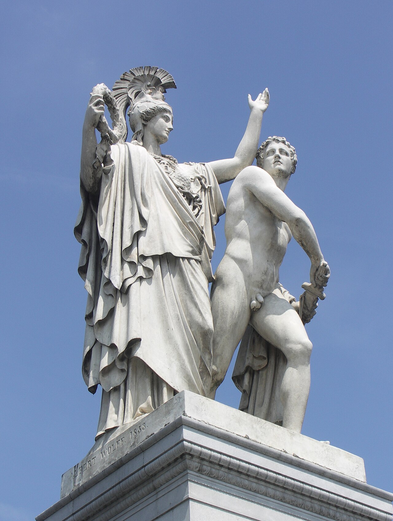 Foto von Der Jüngling wird von Athena in neuen Kampf geführt