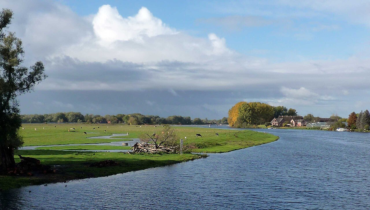 Blick von der Allermöher Kirchenbrücke (über Dove Elbe) Richtung Regattastrecke