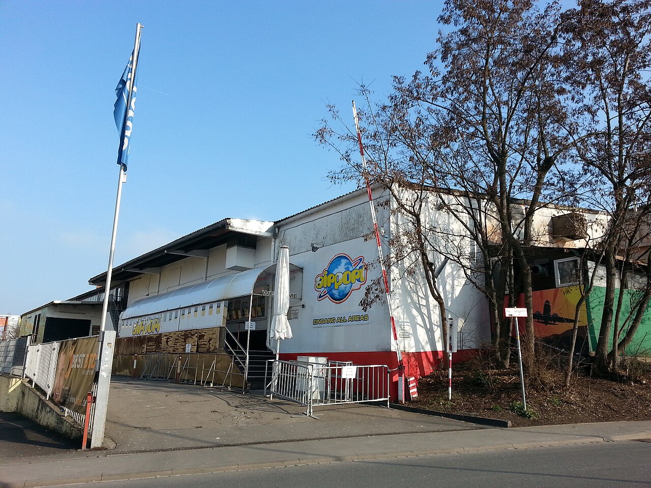 Disco Airport in Würzburg, Germany, view from the west, main entrance