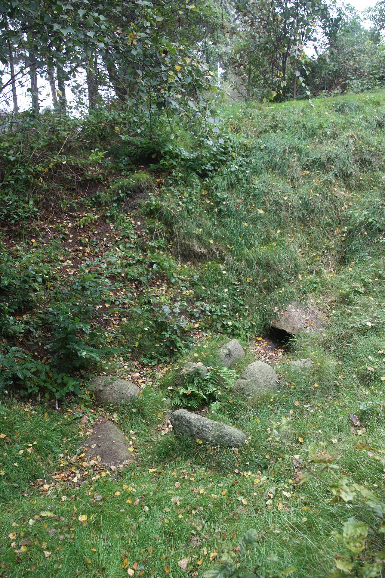 Hügelgrab in Steenodde, Ual Hööw, Blick in die Reste der Kammer