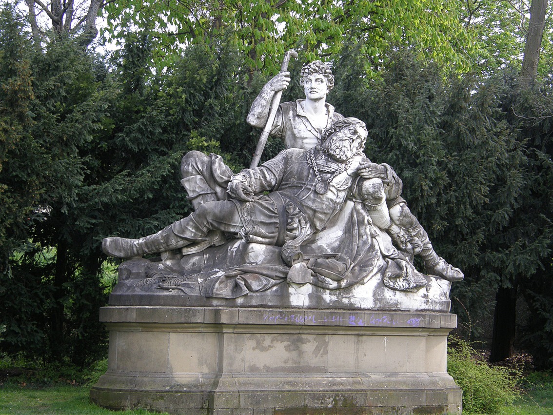 Eberhardsgruppe im mittleren Schlossgarten nach dem Motiv des Gedichts "Der reichste Fürst" von Justinus Kerner