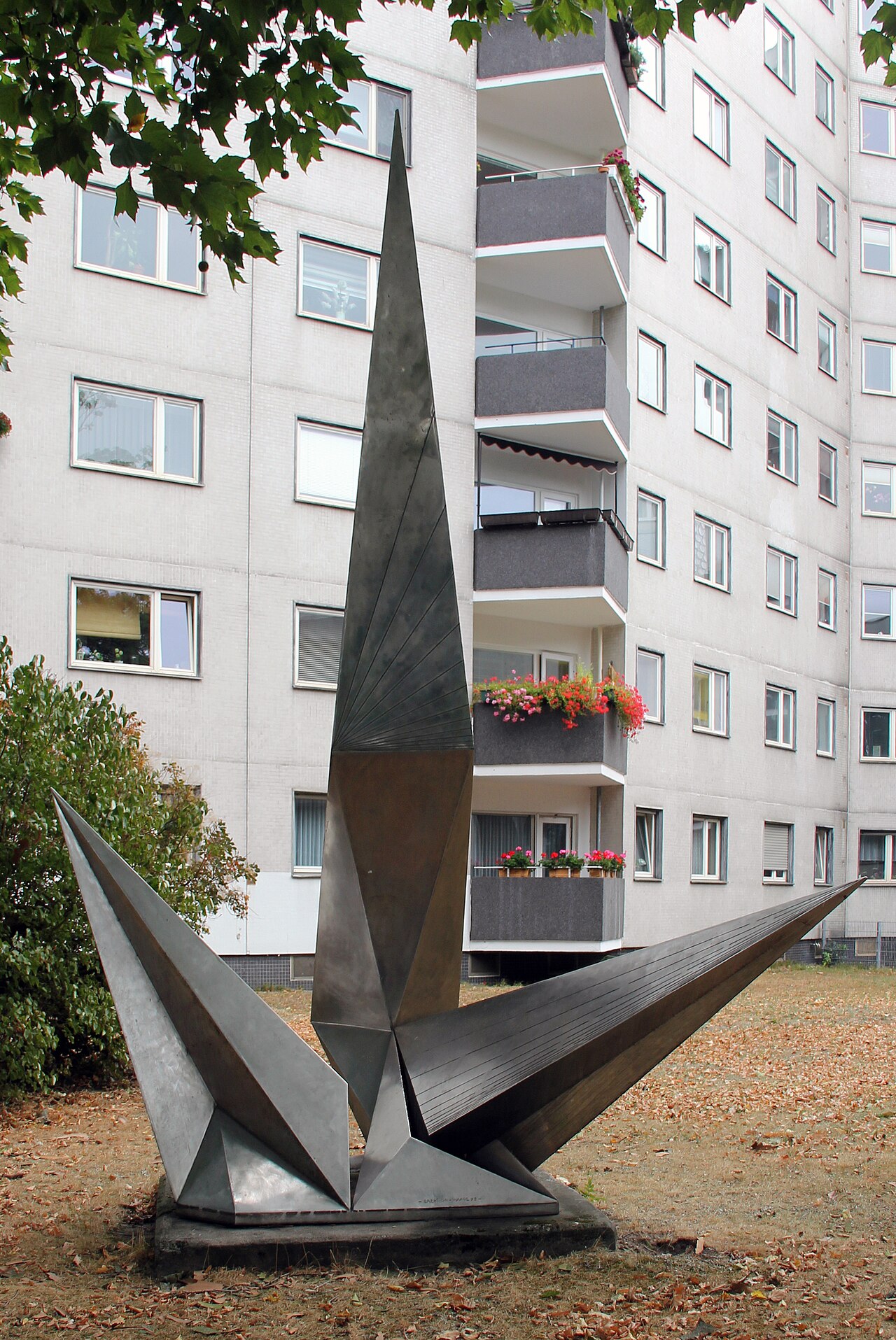 Sculpture, " Erektion " by Volkmar Haase , 1978, Greenwichpromenade, Berlin-Tegel , Germany