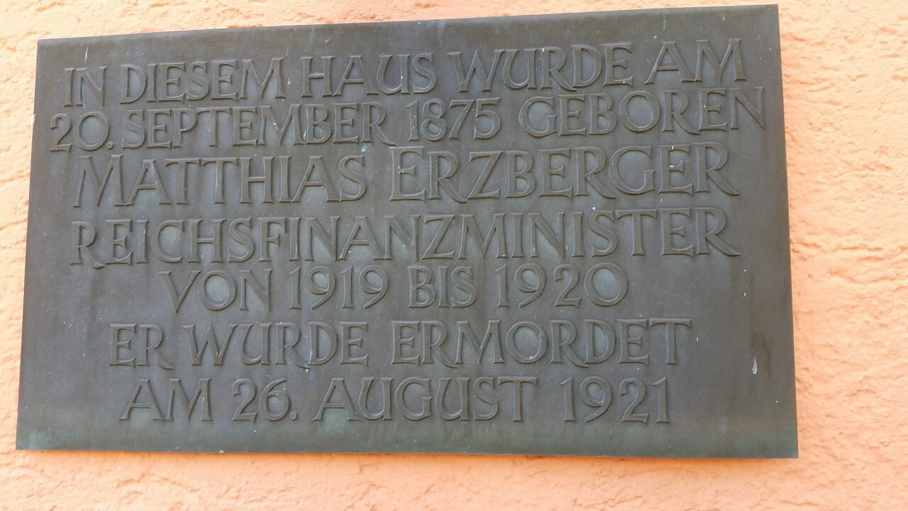 Tafel an der Matthias Erzberger Gedenkstätte in Buttenhausen