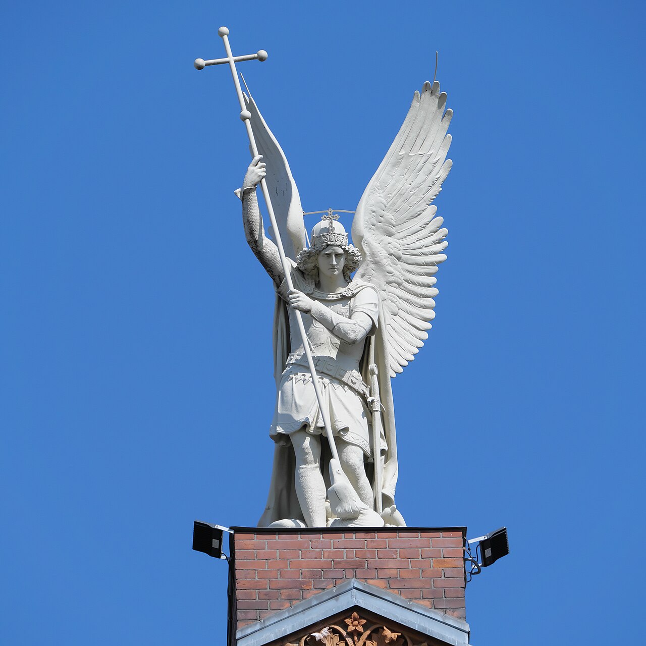 Saint Michael on bell tower of Sankt Michael (Berlin)
