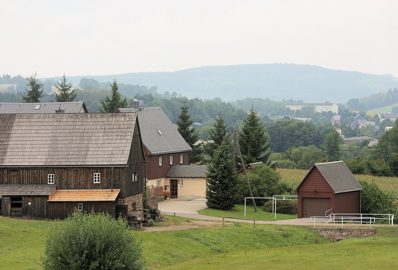 Seiffen, Erzgebirge Open Air Museum, view to house 193 Hauptstraße