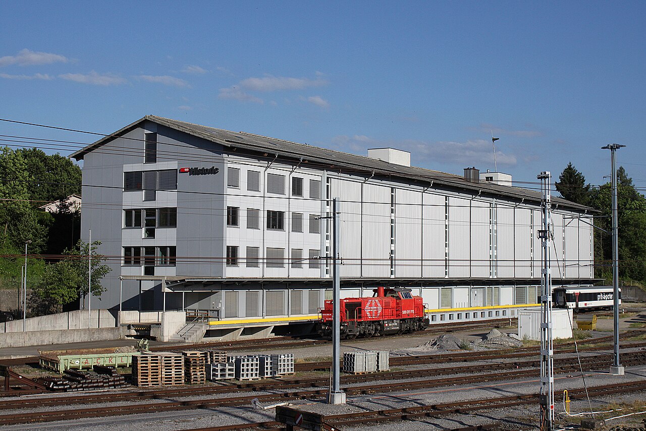 SBB Historic offices at Brugg railway station , located on Lagerstrasse, Windisch , Aargau, Switzerland