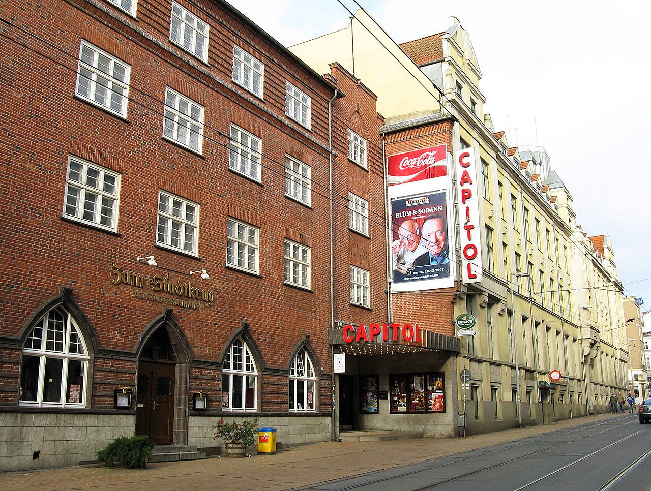 Capitol (cinema) and Stadtkrug (inn) in Schwerin, Mecklenburg-Vorpommern, Germany