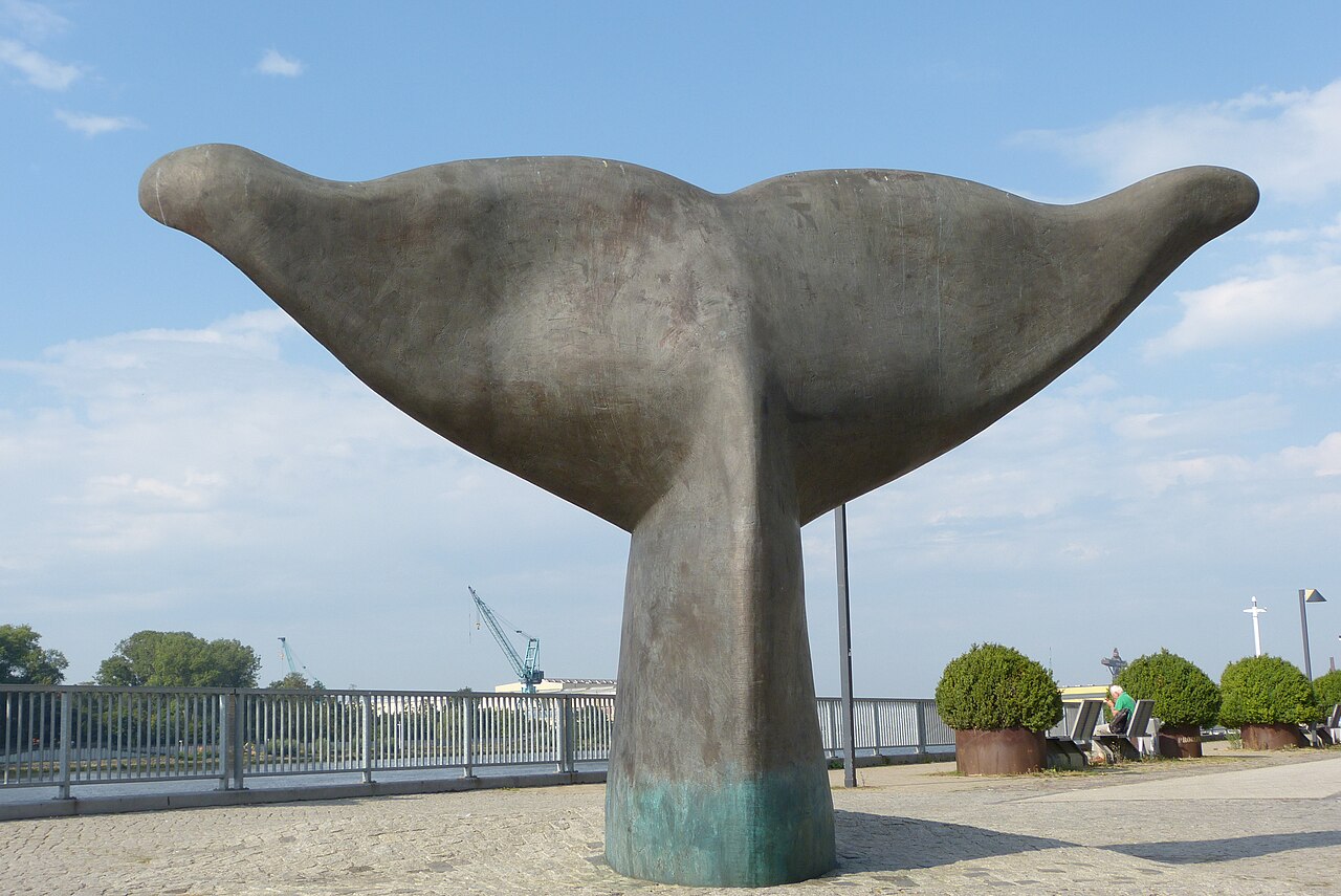 Vegesacker Wal-Schwanzflosse – Denkmal in Bremen - Vegesack auf der Weserpromenade beim Vegesacker Hafen