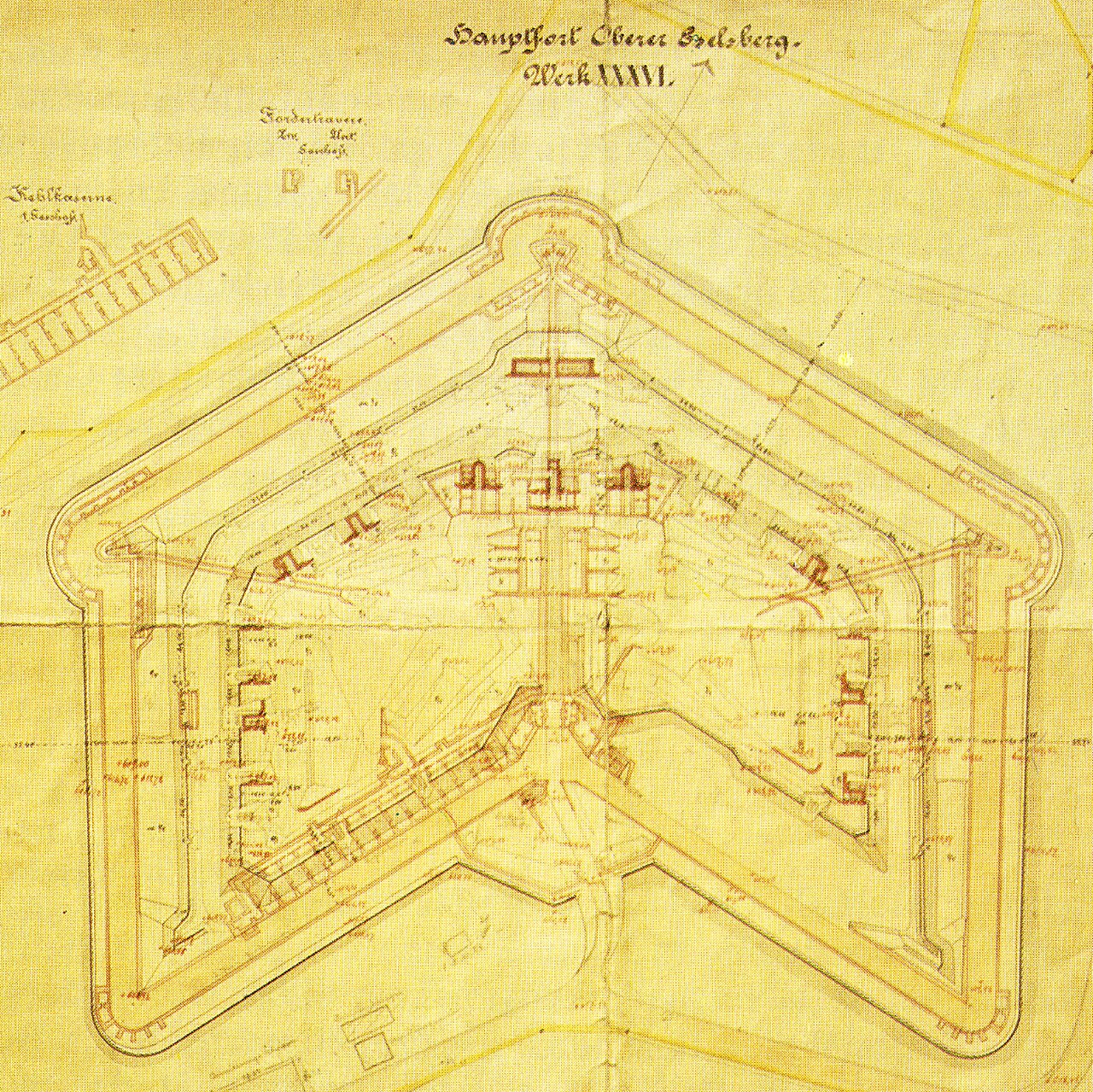 Plan des Fort Oberer Eselsberg der Bundesfestung Ulm
