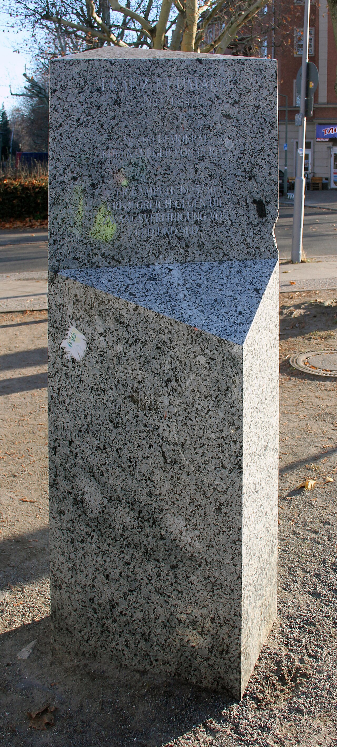 Memorial stone, Franz Neumann , Franz-Neumann-Platz, Berlin-Reinickendorf , Germany