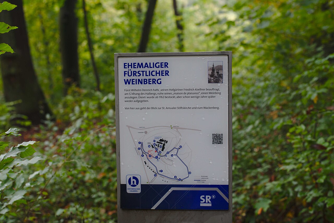 Schild an der Stelle des ehemaligen fürstlichen Weinbergs