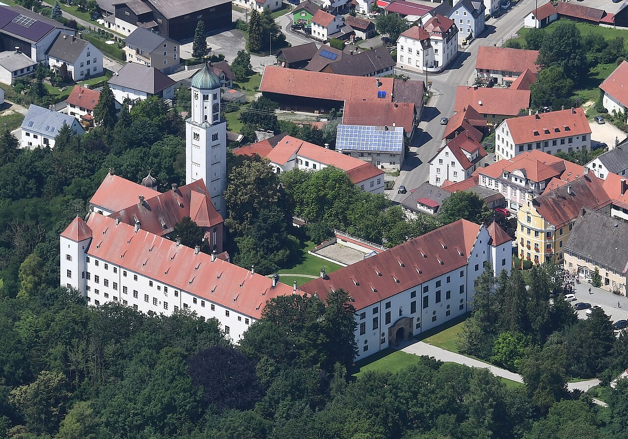 Aerial image of the Schloss Kirchheim in Schwaben