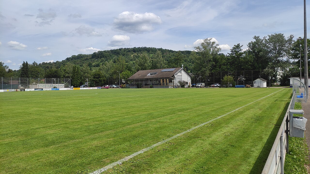 Sportplatz und Gasthaus an der Wieslauf in Haubersbronn bei Schorndorf