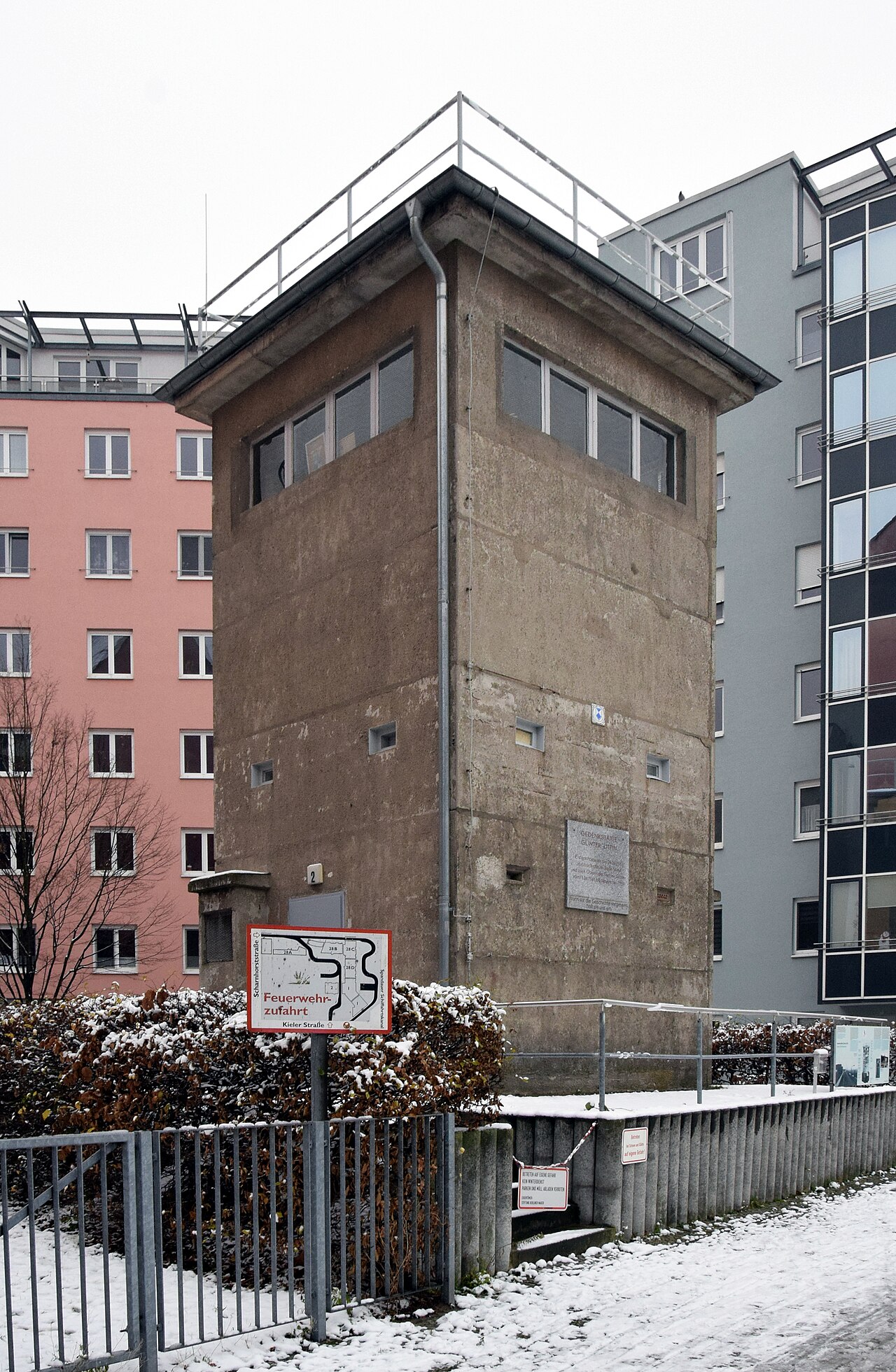 Günter Litfin Memorial at the former watchtower at Kieler Straße in Berlin-Mitte, Germany