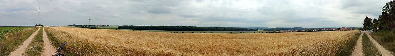 Panoramic view from the Geitelder Berg, highest natural point in Braunschweig , Germany, towards north, west and south