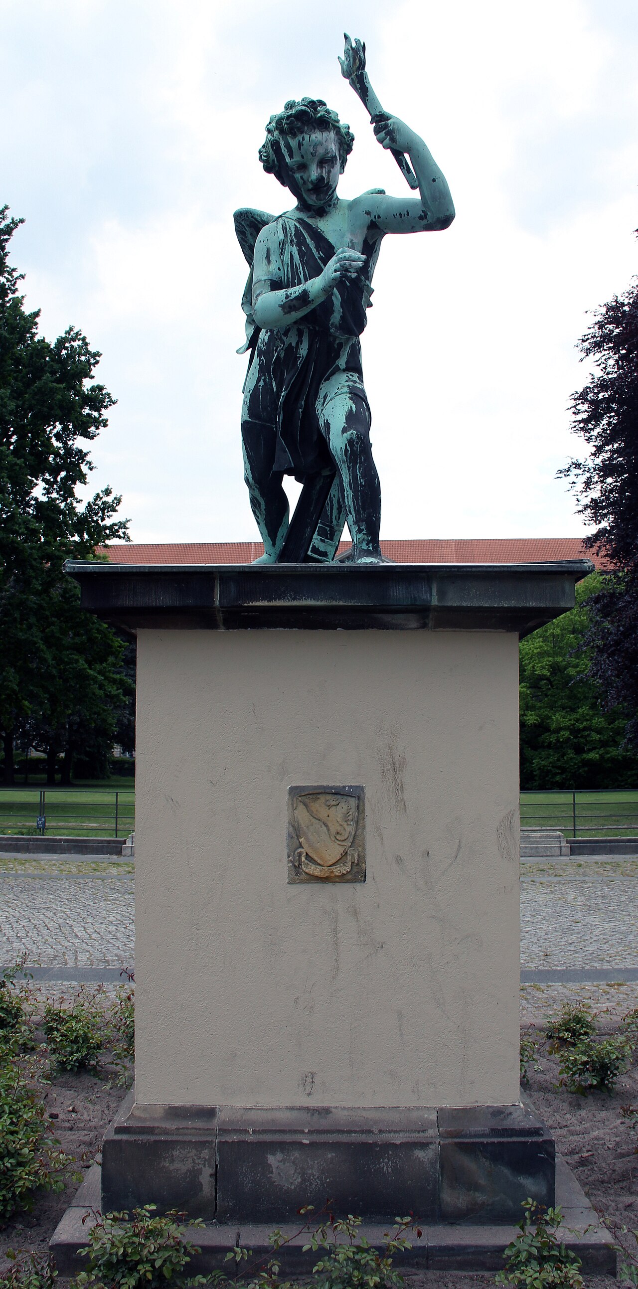 Sculpture, "Genius mit Fackel" by Albert Wolff , 1876, Heinrich-von-Kleist-Park, Berlin-Schöneberg , Germany