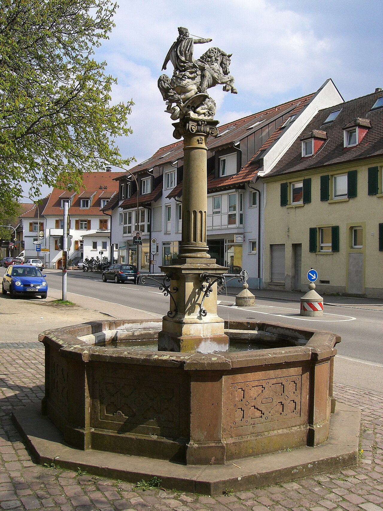 Statue and fontain St-Georgen, Freiburg Breisgau by Julius Seitz 1895