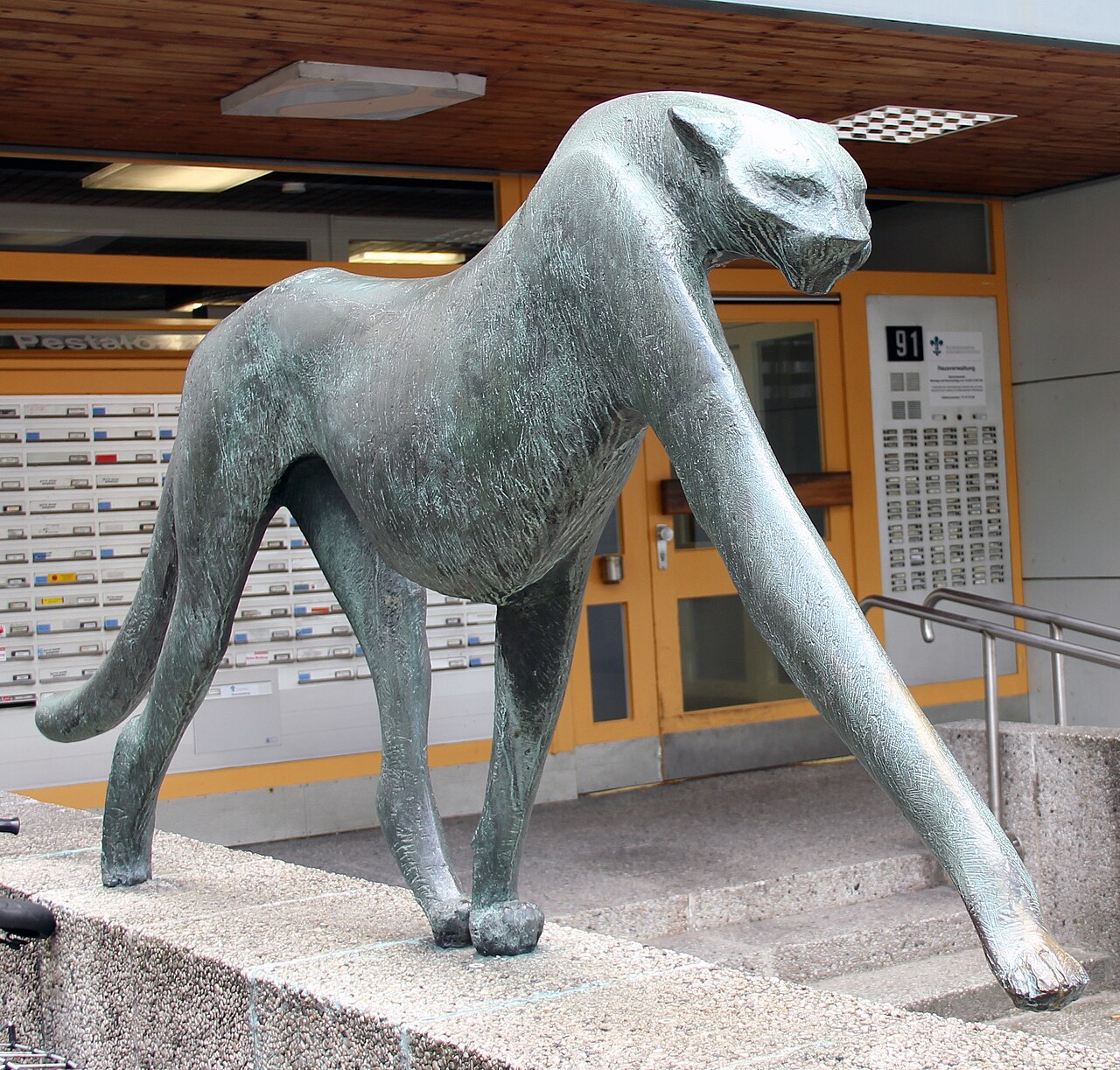 Sculpture, "Gepard" by Hans Joachim Ihle , 1972, Pestalozzistraße 91, Berlin-Charlottenburg , Germany