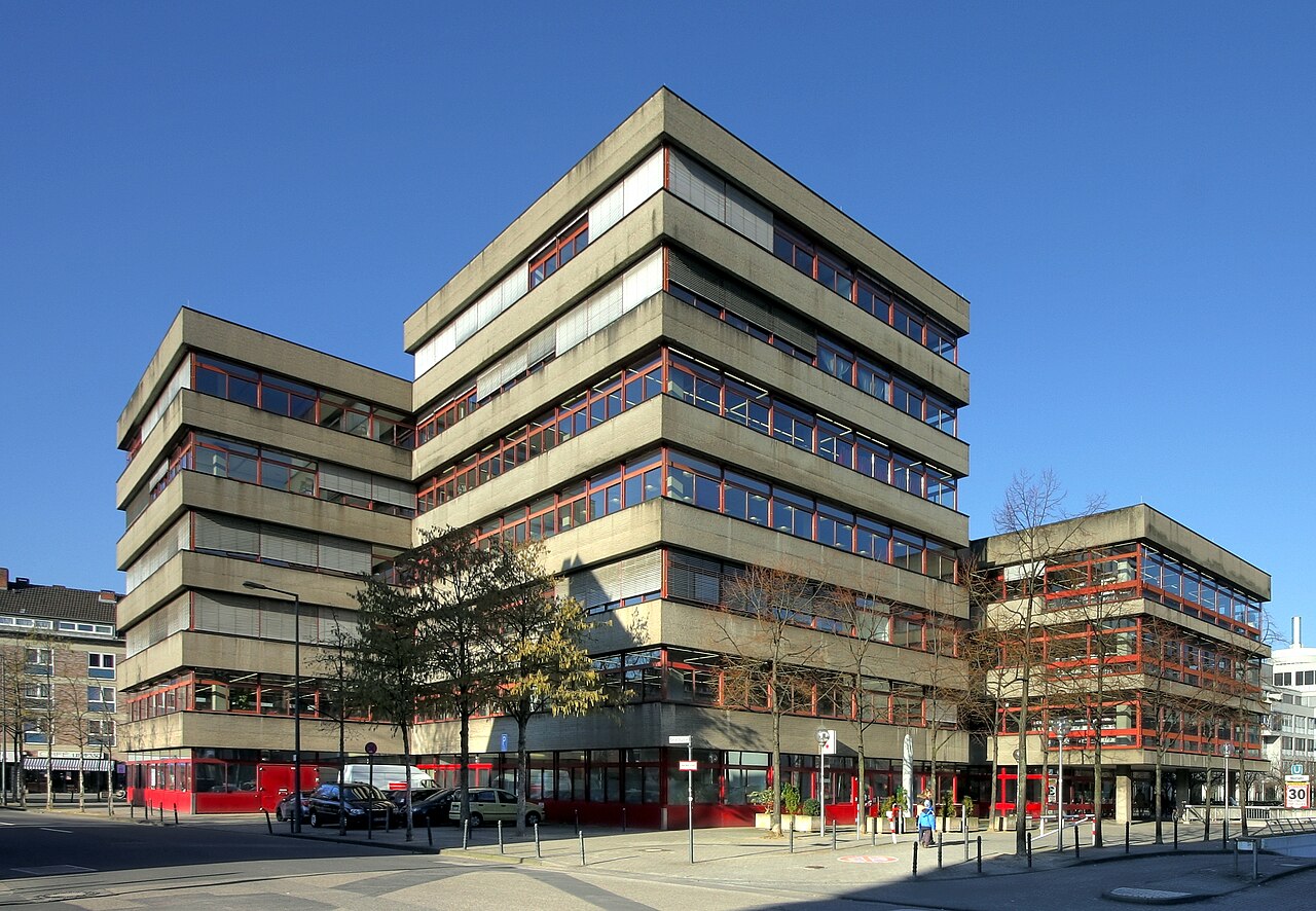 Rückansicht des Hauptgebäudes der Stadtbibliothek Köln, Josef-Haubrich-Hof, Köln