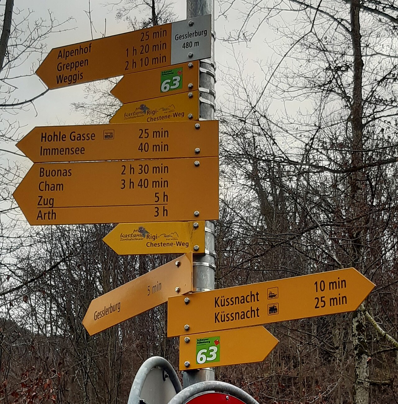 Wanderwegweiser Gesslerburg 480, Küssnacht