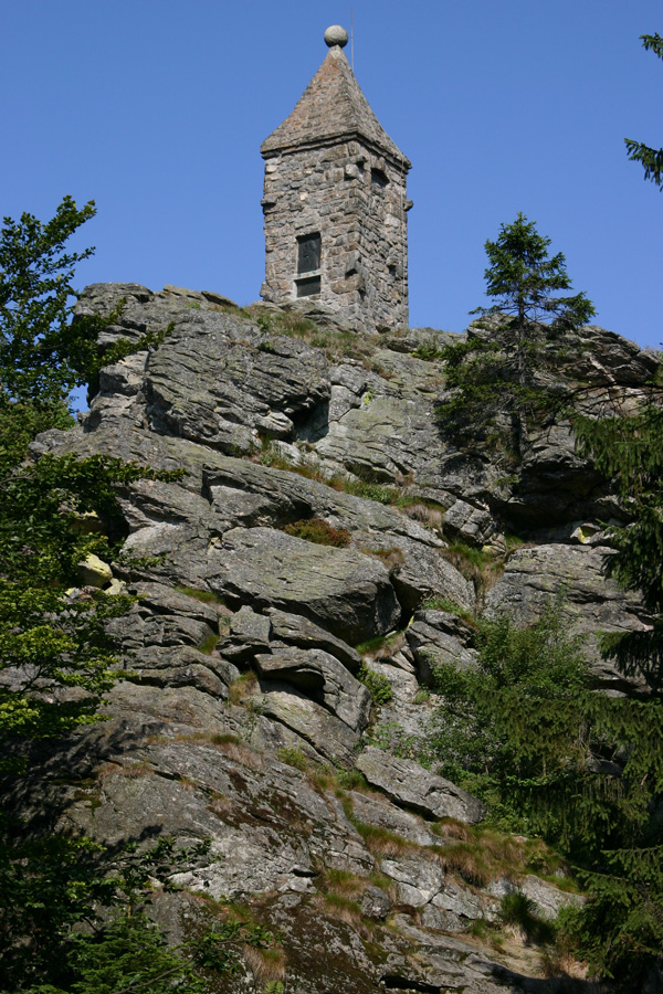 The Waldschmidt monument on the Kaitersberg, a mountain crest in the Bavarian Forest in Germany