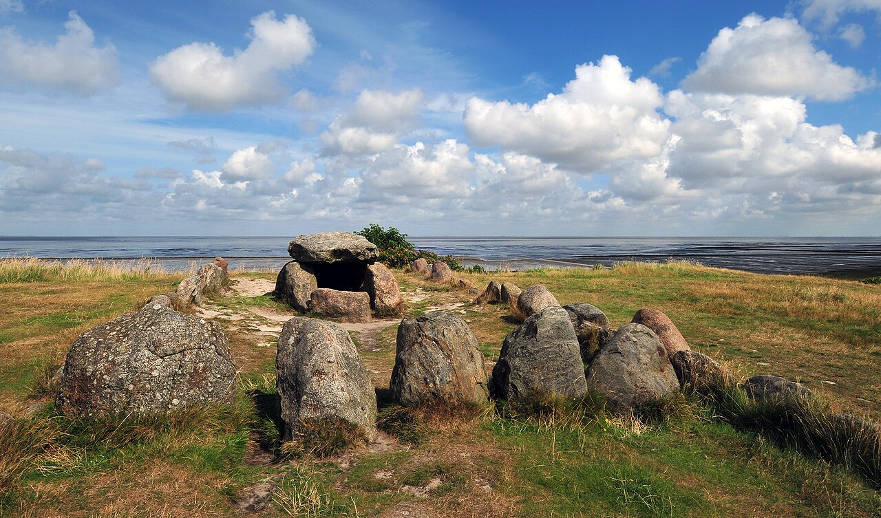 Megalithic grave Harhoog located in Keitum on the island of Sylt in Schleswig-Holstein , Germany