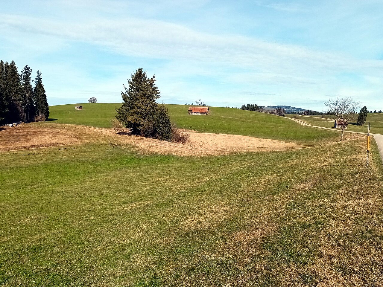Der Hartenberg (827 m) ist ein Hügel in der Gemeinde Roßhaupten, Ansicht von Südosten