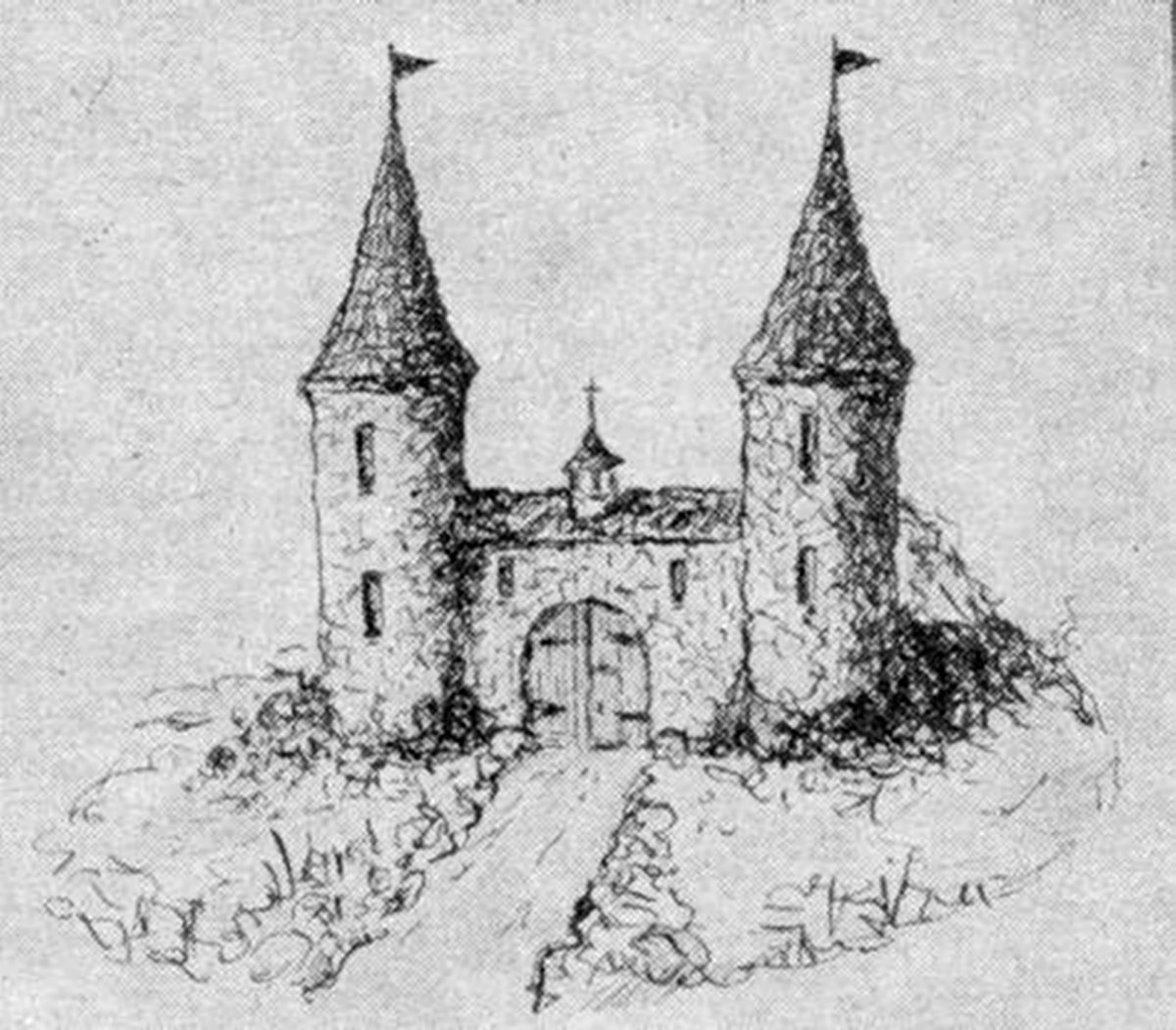 Scan of old drawing of Haus Watereck, Duisburg-Vierlinden(approx