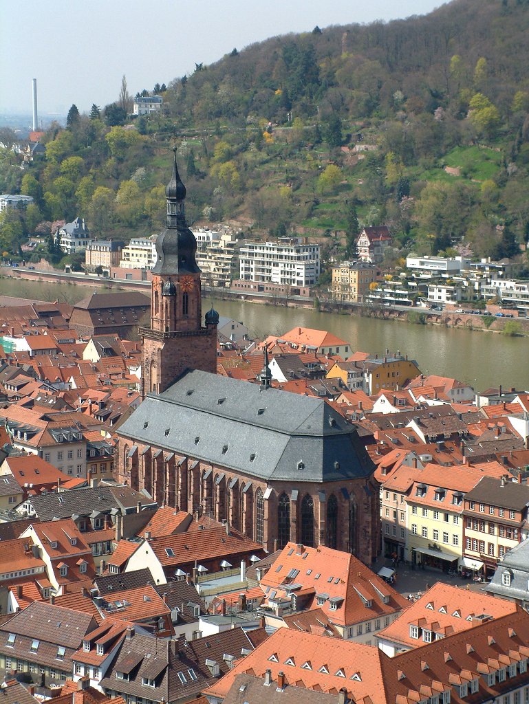 Author: Hans Lohninger Description: The Heiliggeistkirche of Heidelberg seen from the Castle