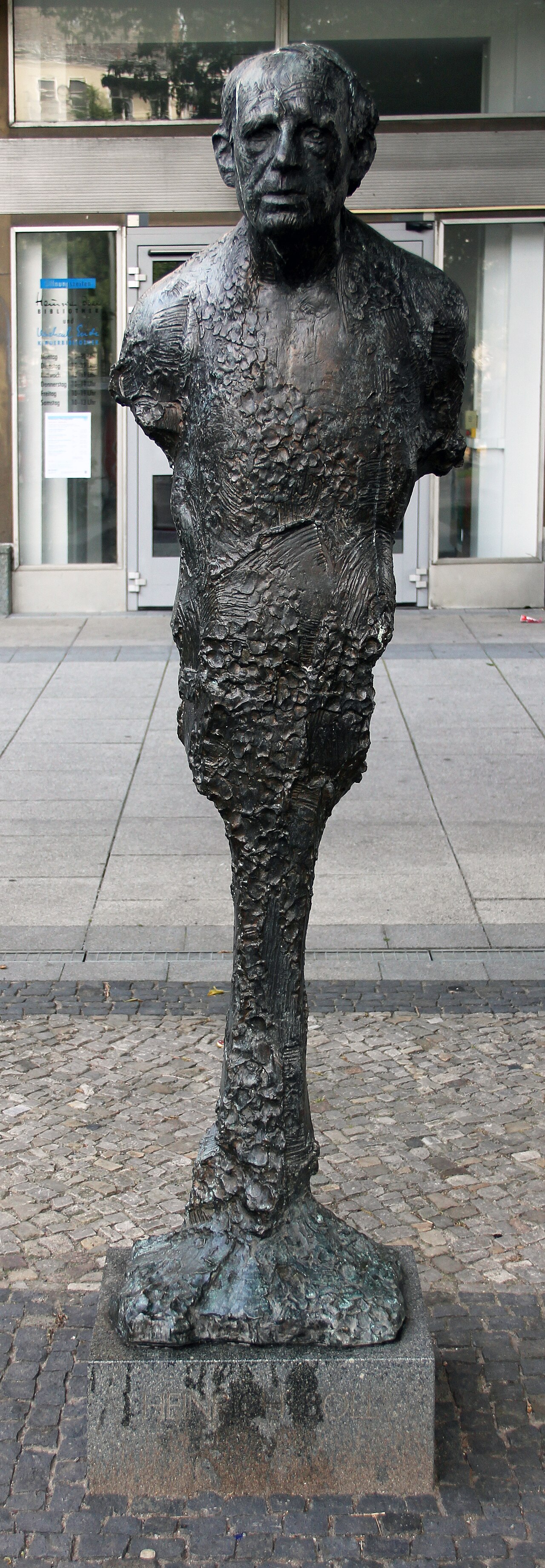 Sculpture, " Heinrich Böll " by Wieland Förster , 1988, Greifswalder Straße 87, Berlin-Prenzlauer Berg , Germany
