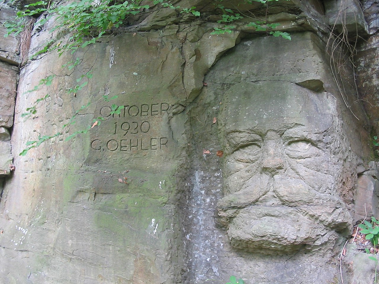 sculpture of Paul von Hindenburg carved into rock in Witten
